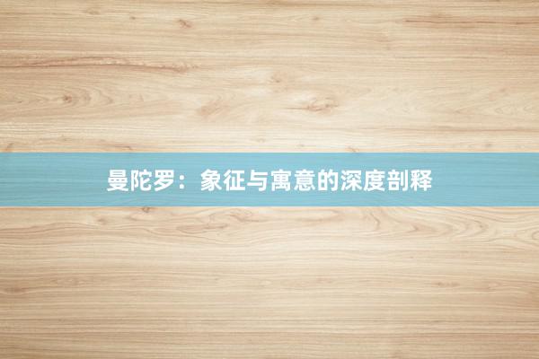 曼陀罗：象征与寓意的深度剖释